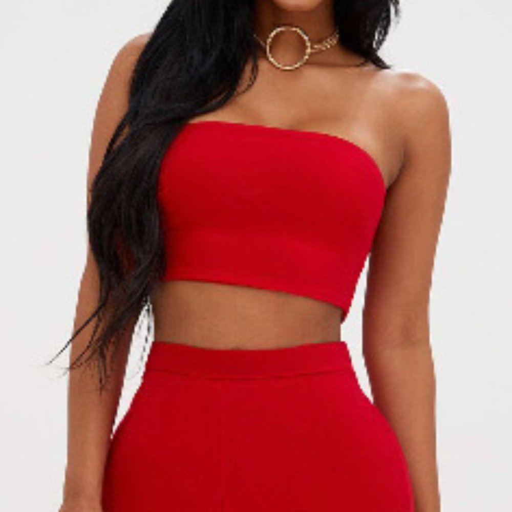 Red Bandeau crop top